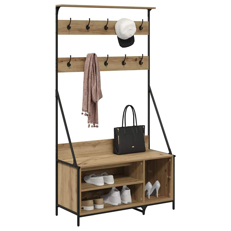 Load image into Gallery viewer, Vidaxl kledingrek artisan eiken 100 x 41 x 184 cm bewerkt hout
