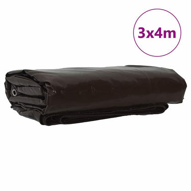 Vidaxl zeil 650g m² bruin 3 x 4 m canvas met pvc-coating