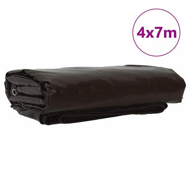 Vidaxl zeil 650g m² bruin 4 x 7 m canvas met pvc-coating