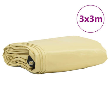 Vidaxl zeil 650g m² beige 3 x 3 m canvas met pvc-coating