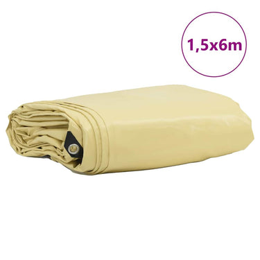 Vidaxl zeil 650g m² beige 1,5 x 6 m canvas met pvc-coating