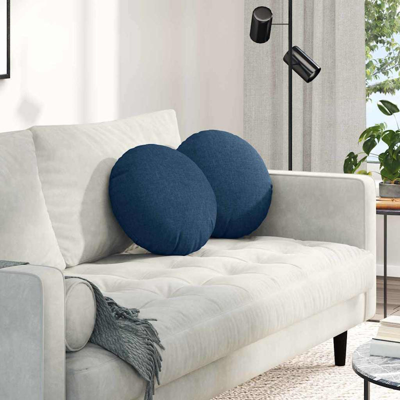 Load image into Gallery viewer, Vidaxl zitkussens 2 pcs blauw ø40 x 13 cm stof
