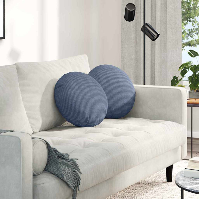 Load image into Gallery viewer, Vidaxl zitkussens 2 pcs blauw ø 40 cm katoen stof
