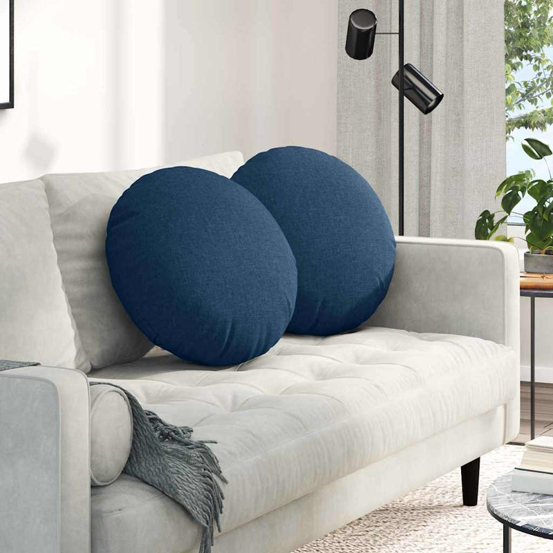 Load image into Gallery viewer, Vidaxl zitkussens 2 pcs blauw ø50 x 19 cm stof
