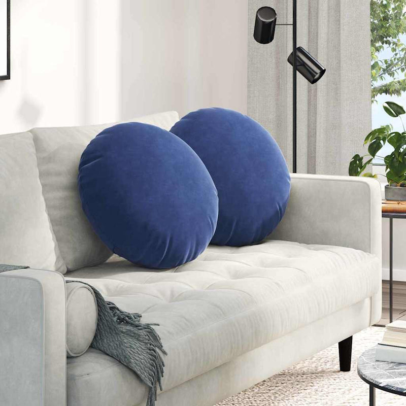 Load image into Gallery viewer, Vidaxl zitkussens 2 stuks politieblauw ø 40 x 13 cm fluweel

