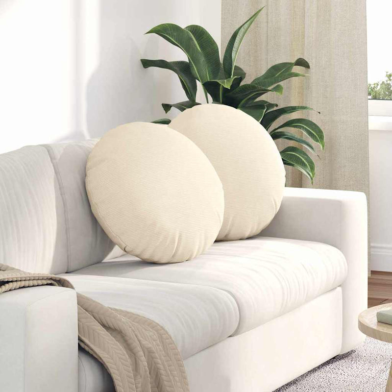 Load image into Gallery viewer, Vidaxl zitkussens 2 pcs crème ø 50 cm katoen stof
