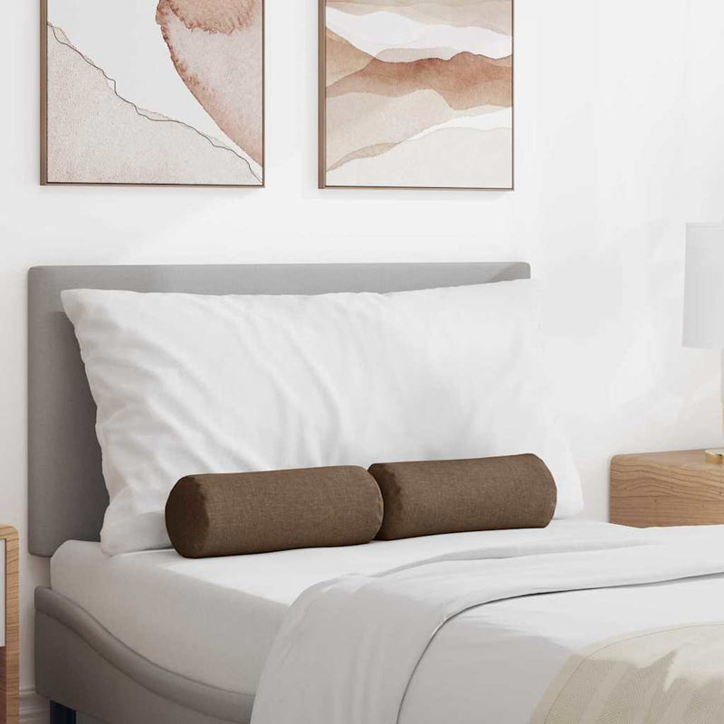 Load image into Gallery viewer, Vidaxl bolster kussens 2 stuks bruin ø 15 x 40 cm stof
