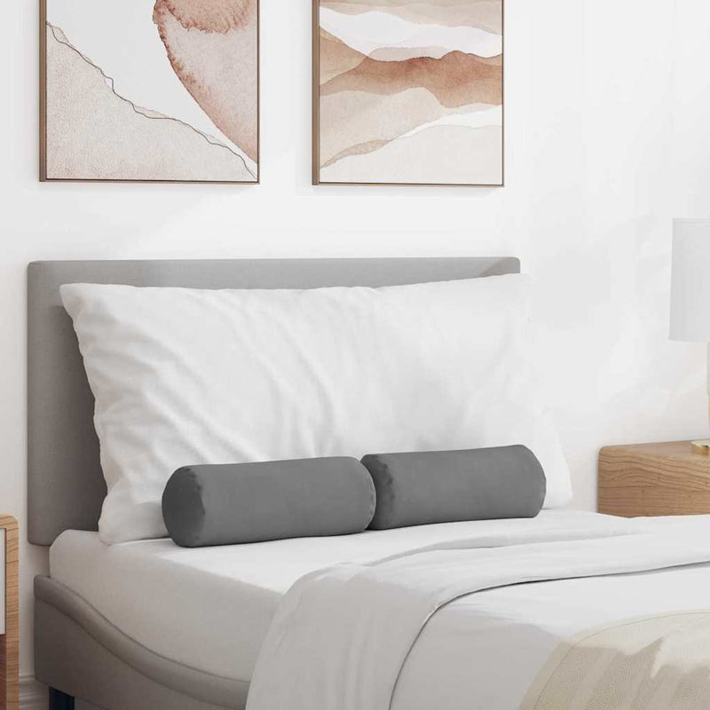 Load image into Gallery viewer, Vidaxl bolster kussens 2 stuks donkergrijs ø 15 x 40 cm microvezel stof
