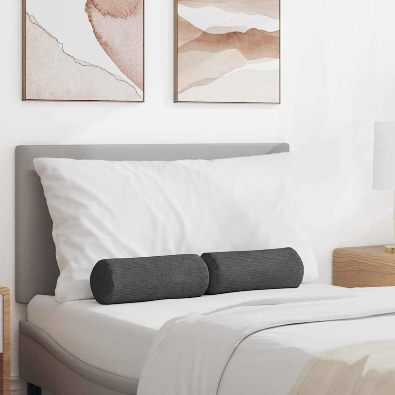 Load image into Gallery viewer, Vidaxl bolster kussens 2 stuks donkergrijs ø 15 x 40 cm cordstof
