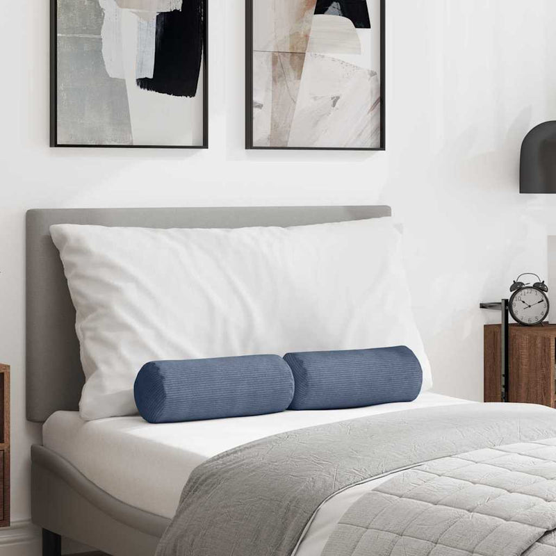 Load image into Gallery viewer, Vidaxl bolster kussens 2 stuks blauw ø 15 x 40 cm cordstof
