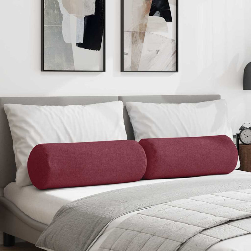 Load image into Gallery viewer, Vidaxl bolster kussens 2 stuks wijnrood ø 25 x 70 cm stof
