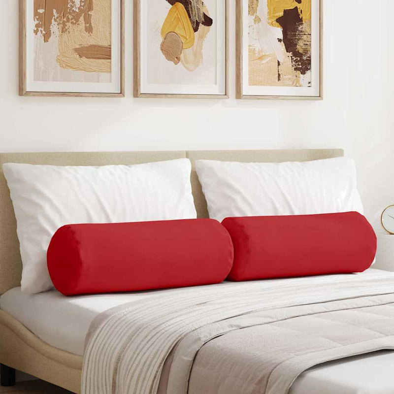 Load image into Gallery viewer, Vidaxl bolster kussens 2 stuks rood ø 25 x 70 cm stof
