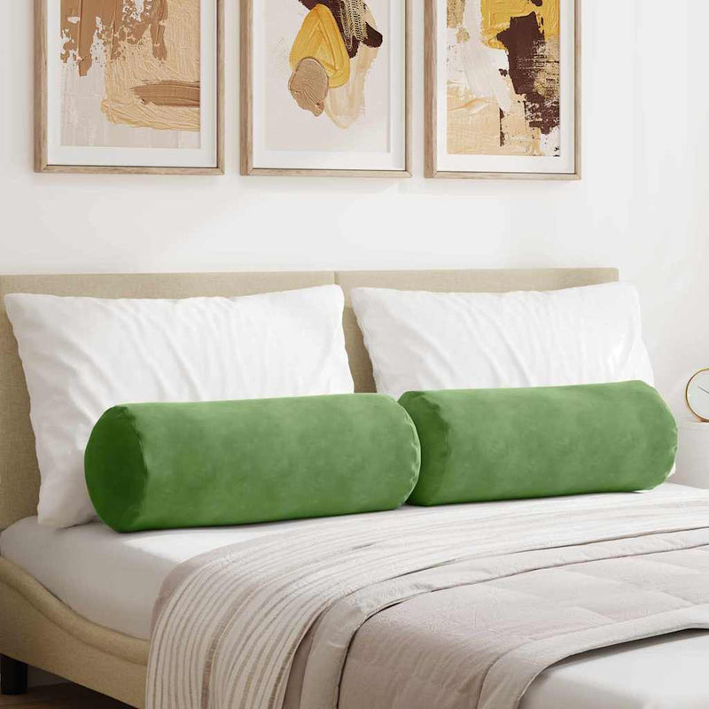 Load image into Gallery viewer, Vidaxl bolster kussens 2 stuks lichtgroen ø 25 x 70 cm cordstof
