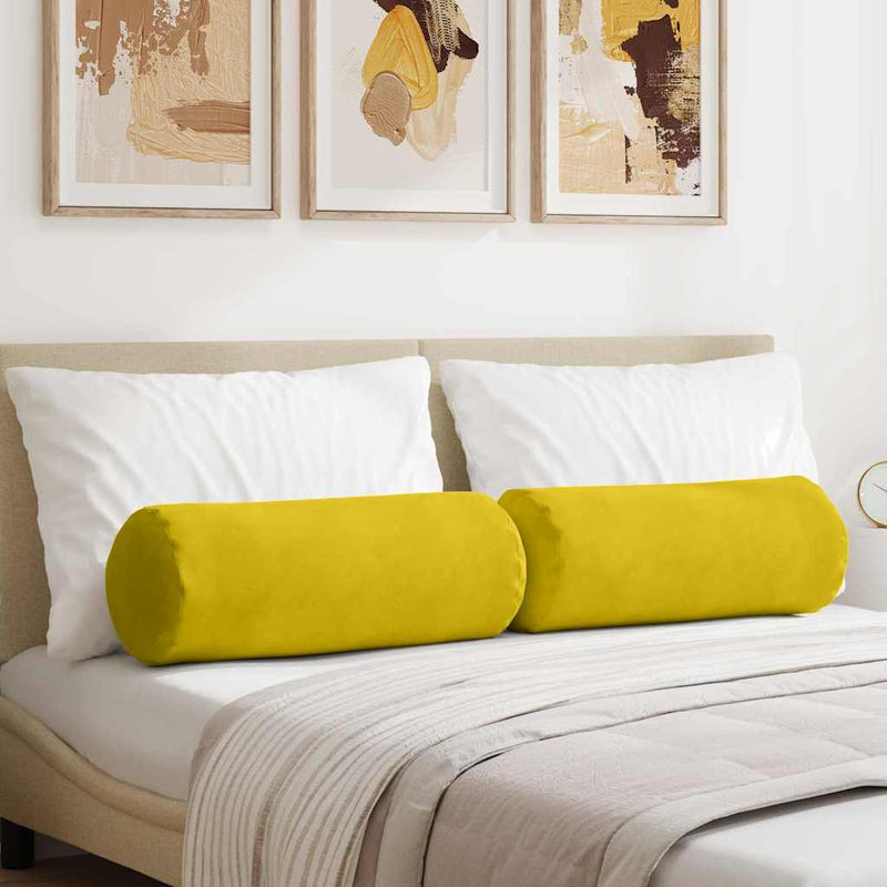 Load image into Gallery viewer, Vidaxl bolster kussens 2 stuks geel ø 25 x 70 cm cordstof
