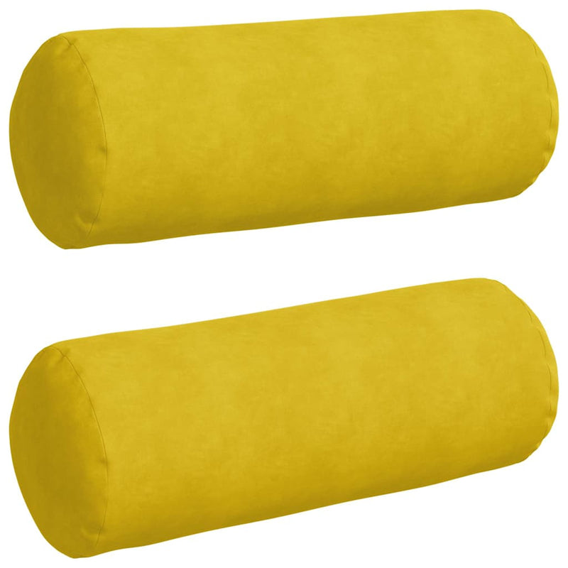 Load image into Gallery viewer, Vidaxl bolster kussens 2 stuks geel ø 25 x 70 cm cordstof
