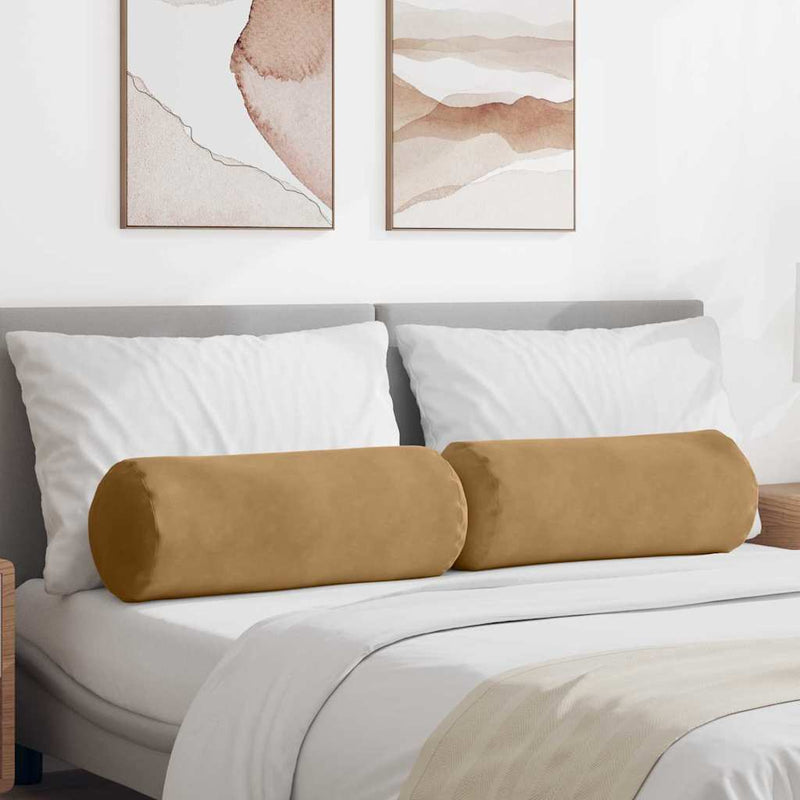 Load image into Gallery viewer, Vidaxl bolster kussens 2 stuks bruin ø 25 x 70 cm cordstof
