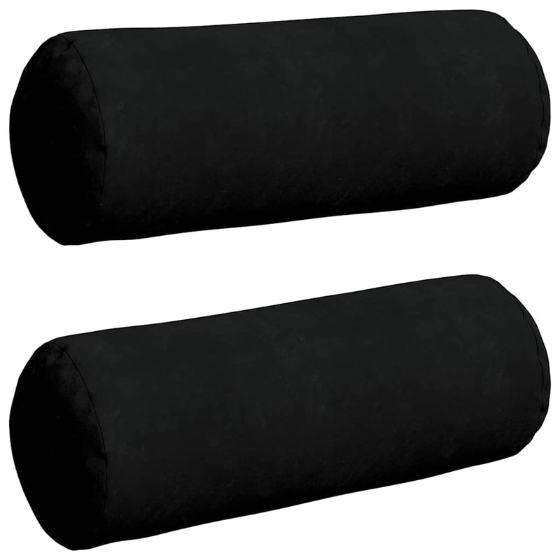Load image into Gallery viewer, Vidaxl bolster kussens 2 stuks zwart ø 25 x 70 cm microvezel stof
