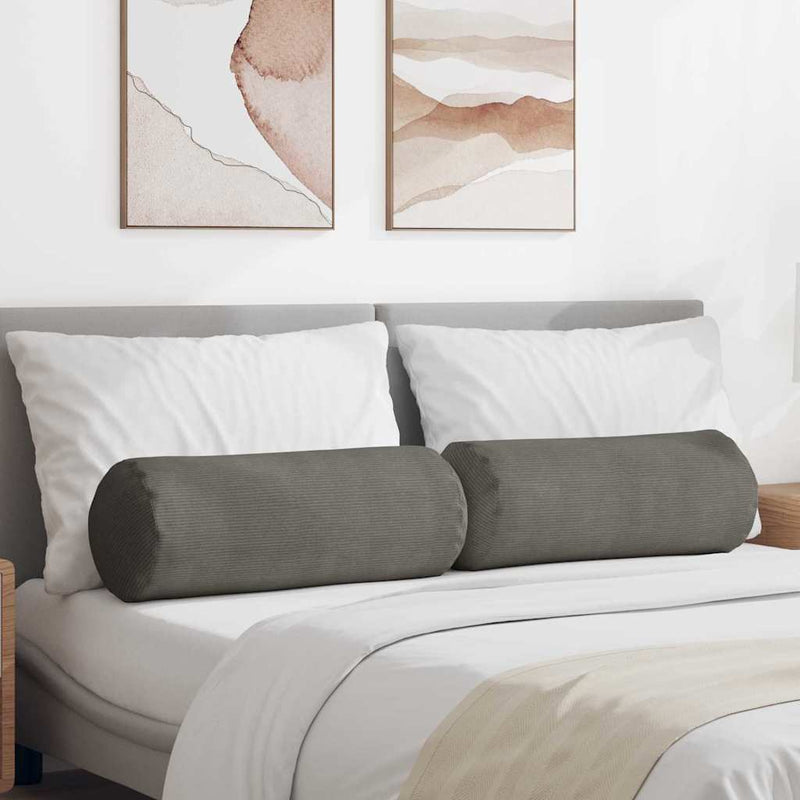 Load image into Gallery viewer, Vidaxl bolster kussens 2 stuks lichtgrijs ø 25 x 70 cm cordstof
