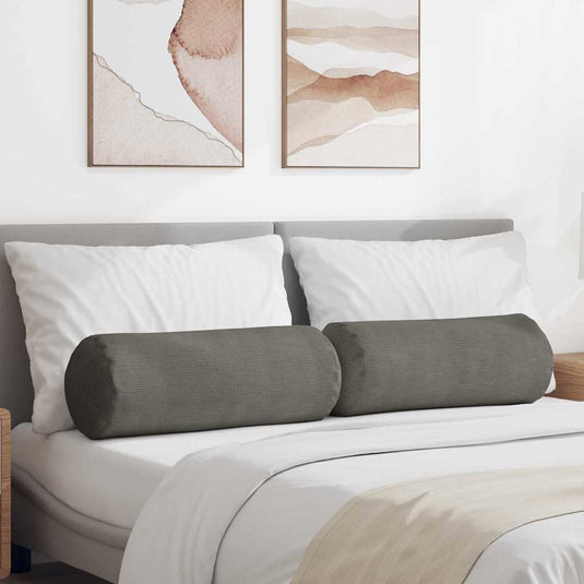Vidaxl bolster kussens 2 stuks lichtgrijs ø 25 x 70 cm cordstof