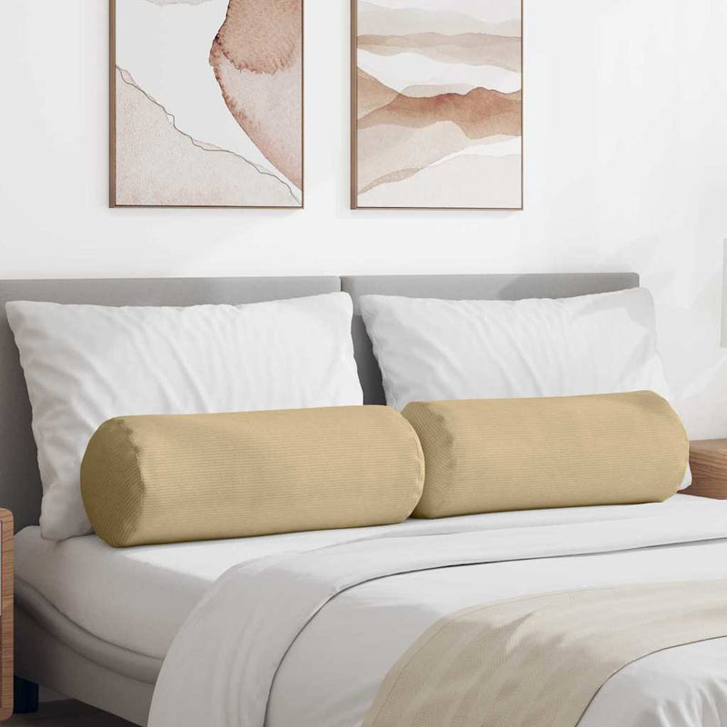 Load image into Gallery viewer, Vidaxl bolster kussens 2 stuks grijs groen ø 25 x 70 cm cordstof
