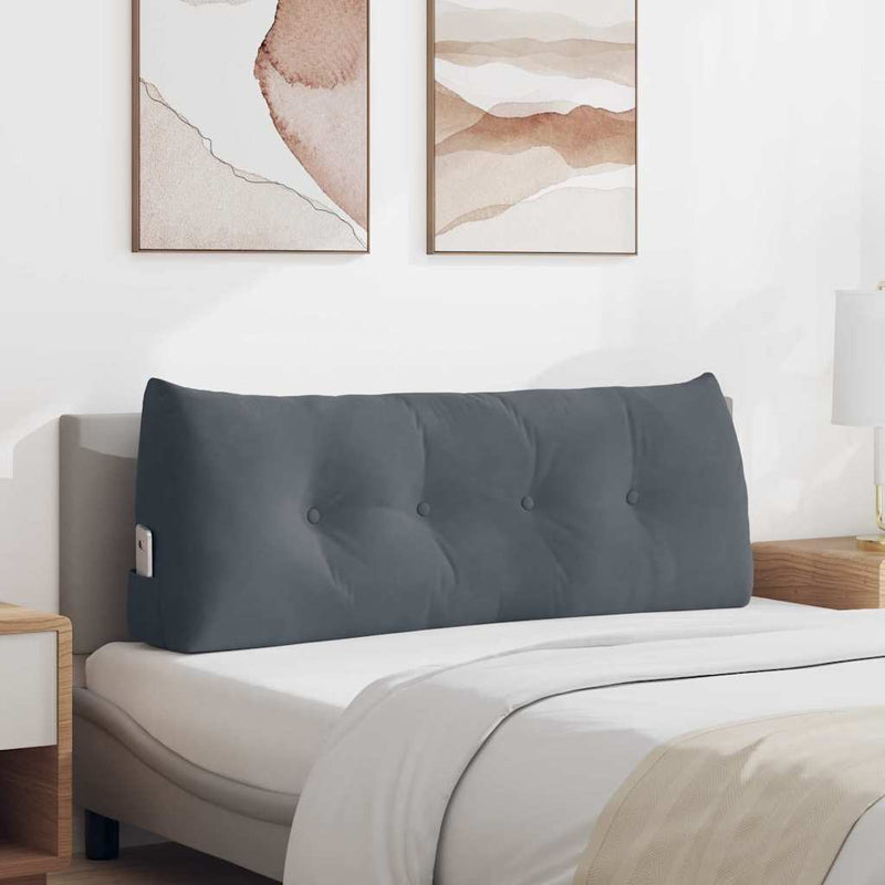 Load image into Gallery viewer, Vidaxl rugkussen donkergrijs 120 x 24 x 50 cm fluweel
