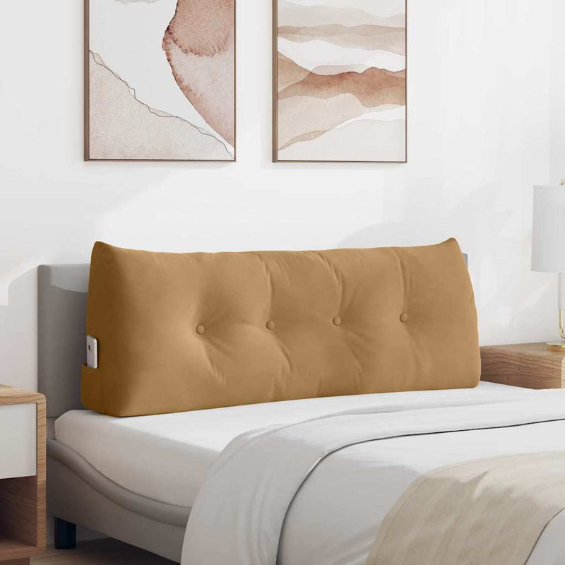 Load image into Gallery viewer, Vidaxl rugkussen bruin 120 x 24 x 50 cm fluweel
