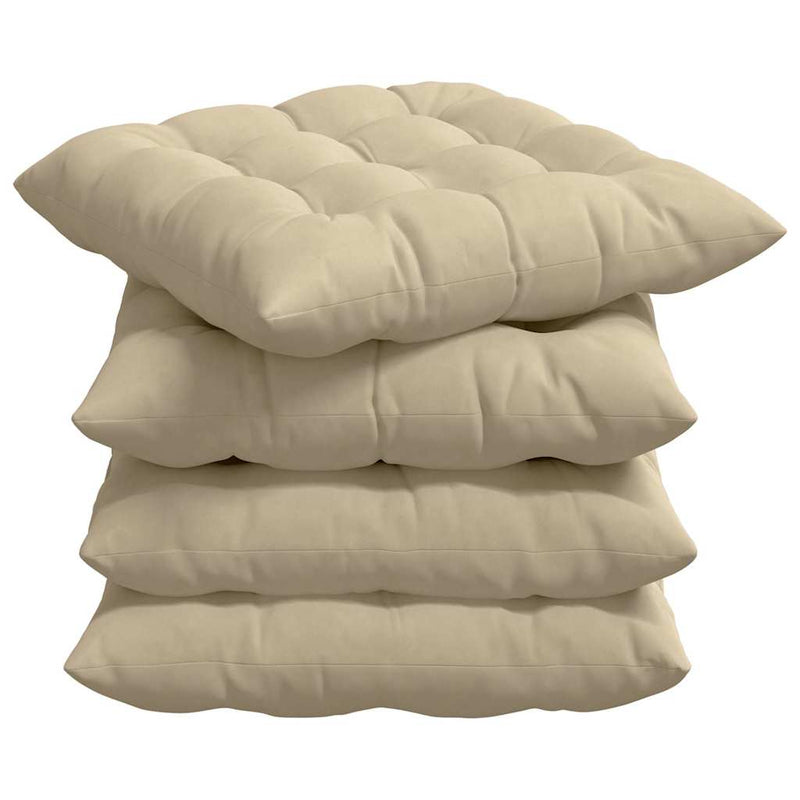 Load image into Gallery viewer, Vidaxl zitkussens 4 pcs crème 40 x 40 x 6 cm microfibre
