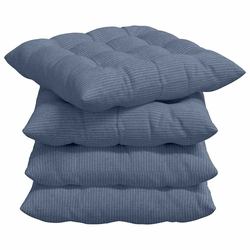 Load image into Gallery viewer, Vidaxl zitkussens 4 pcs blauw 40 x 40 x 6 cm katoen stof
