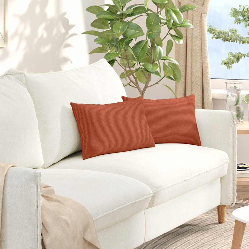 Load image into Gallery viewer, Vidaxl sofa kussens 2 stuks rood-oranje 50 x 30 cm cordstof
