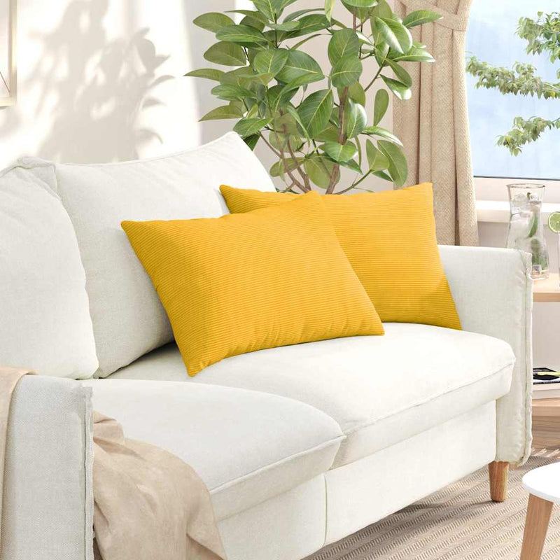 Load image into Gallery viewer, Vidaxl sofa kussens 2 stuks lichtgeel 60 x 40 cm cordstof
