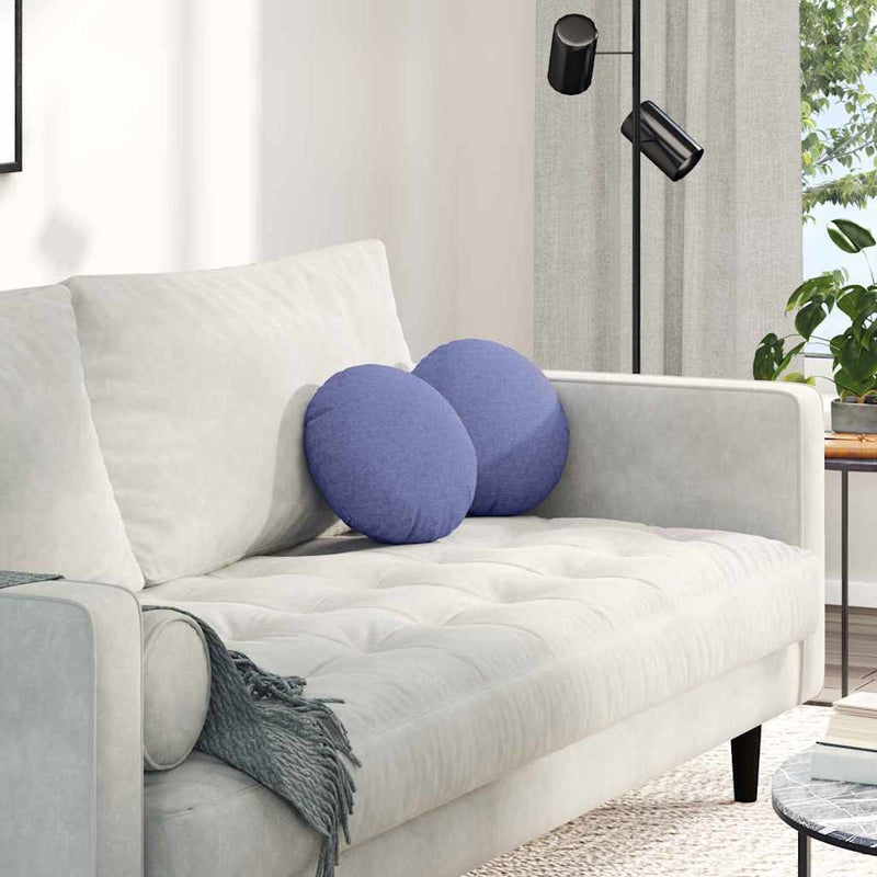 Load image into Gallery viewer, Vidaxl zitkussens 2 pcs jeans blauw ø30 x 13 cm stof
