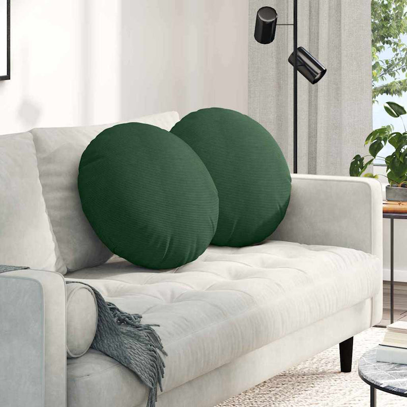 Load image into Gallery viewer, Vidaxl zitkussens 2 pcs donkergroen ø 50 cm katoen stof
