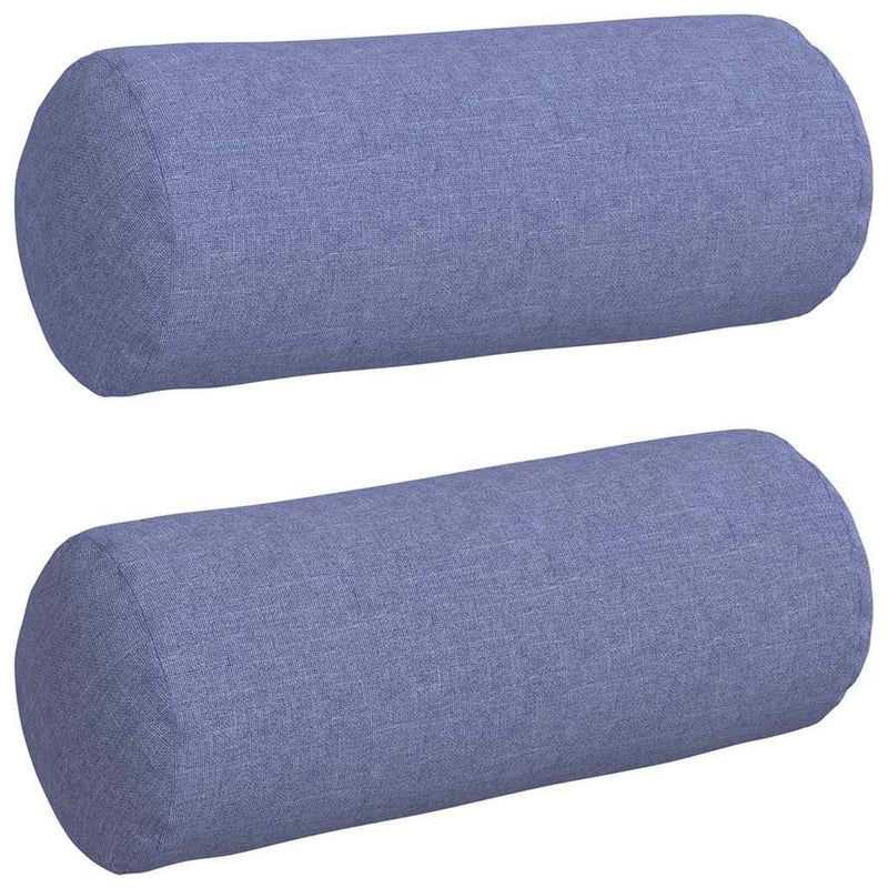 Load image into Gallery viewer, Vidaxl bolster kussens 2 stuks jeans blauw ø 15 x 40 cm stof
