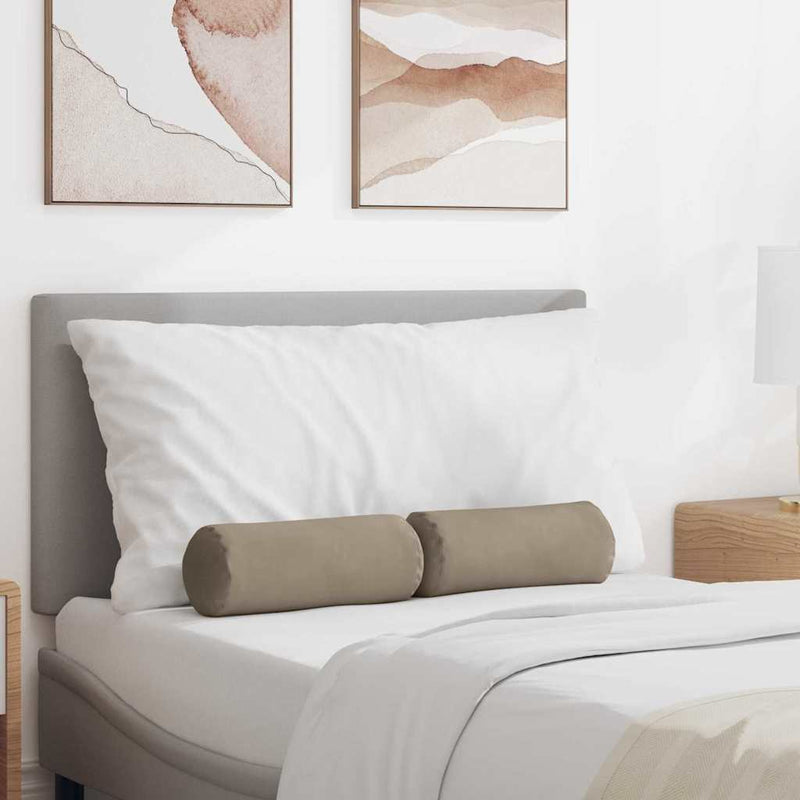 Load image into Gallery viewer, Vidaxl bolster kussens 2 stuks taupe ø 15 x 40 cm microvezel stof
