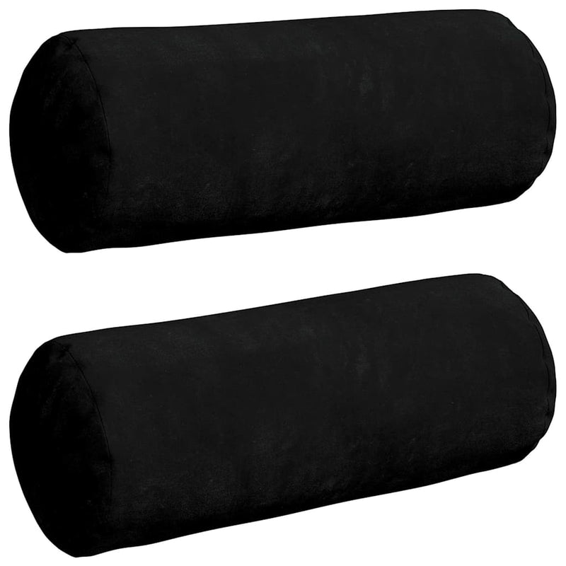 Load image into Gallery viewer, Vidaxl bolster kussens 2 stuks zwart ø 15 x 40 cm microvezel stof
