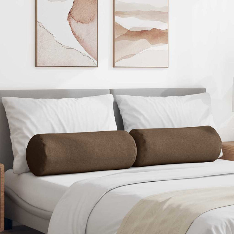 Load image into Gallery viewer, Vidaxl bolster kussens 2 stuks bruin ø 25 x 70 cm stof
