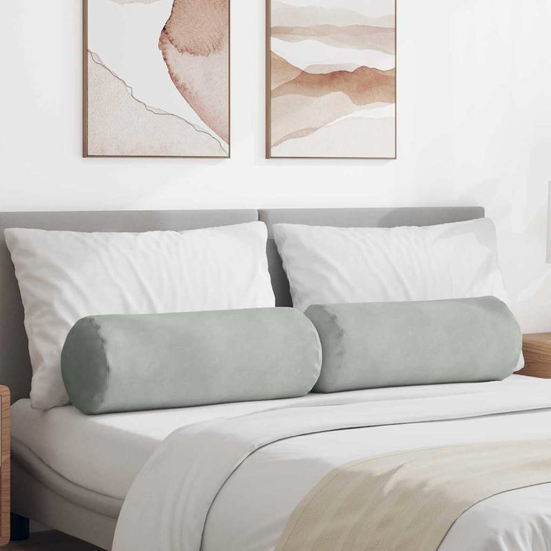 Load image into Gallery viewer, Vidaxl bolster kussens 2 stuks lichtgrijs ø 25 x 70 cm cordstof
