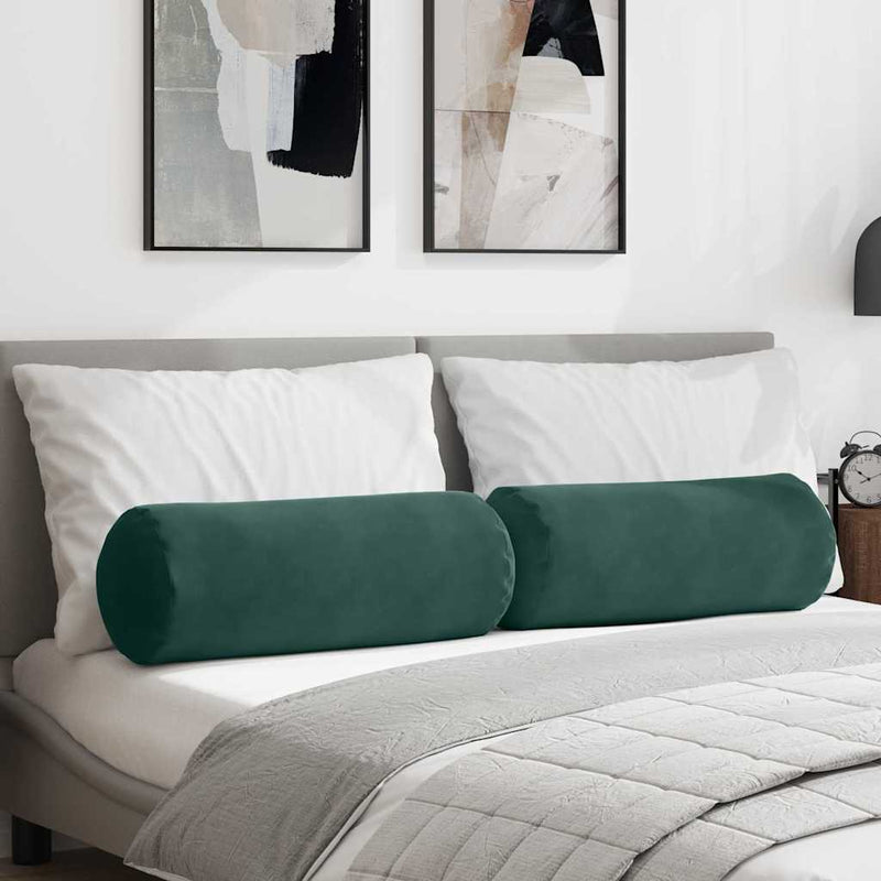 Load image into Gallery viewer, Vidaxl bolster kussens 2 stuks donkergroen ø 25 x 70 cm cordstof
