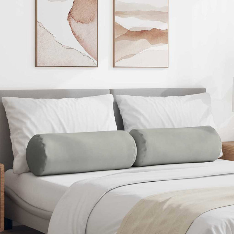 Load image into Gallery viewer, Vidaxl bolster kussens 2 stuks lichtgrijs ø 25 x 70 cm microvezel stof
