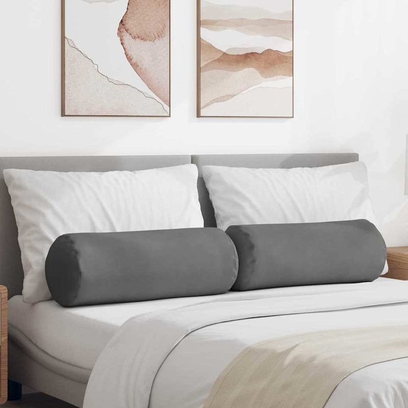 Load image into Gallery viewer, Vidaxl bolster kussens 2 stuks donkergrijs ø 25 x 70 cm microvezel stof
