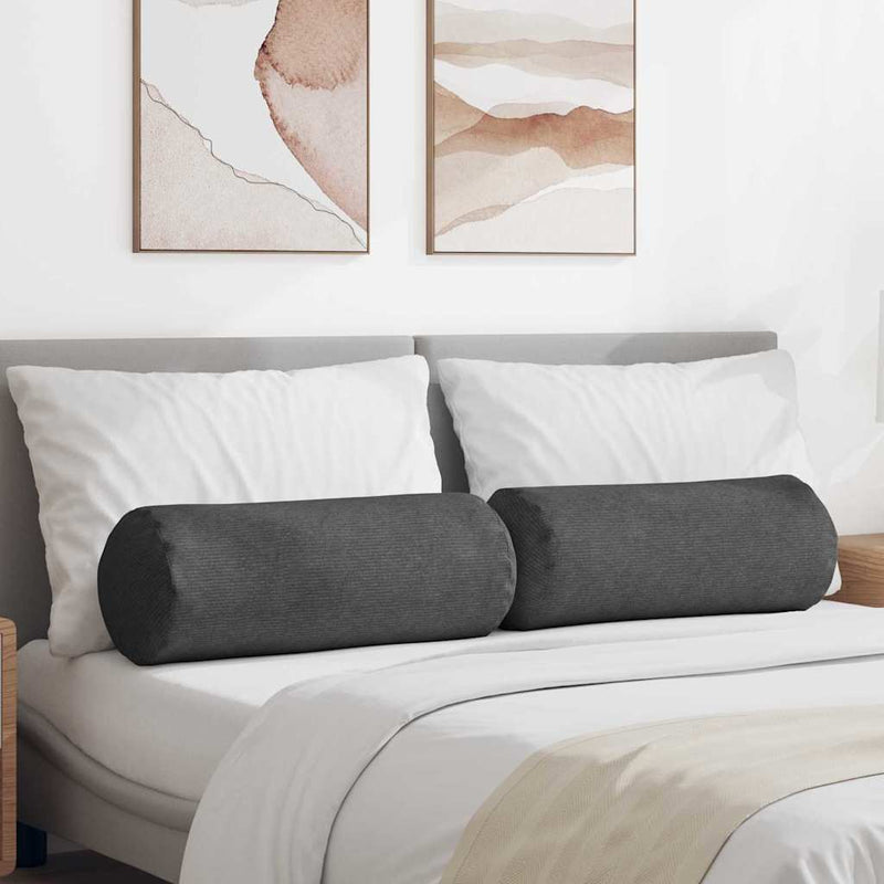 Load image into Gallery viewer, Vidaxl bolster kussens 2 stuks donkergrijs ø 25 x 70 cm cordstof
