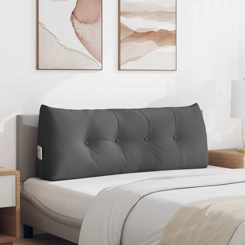 Load image into Gallery viewer, Vidaxl rugkussen donkergrijs 120 x 24 x 50 cm stof
