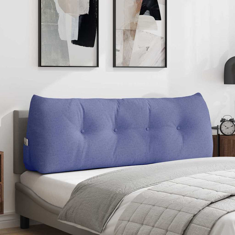 Load image into Gallery viewer, Vidaxl rugkussen jeans blauw 140 x 24 x 50 cm stof
