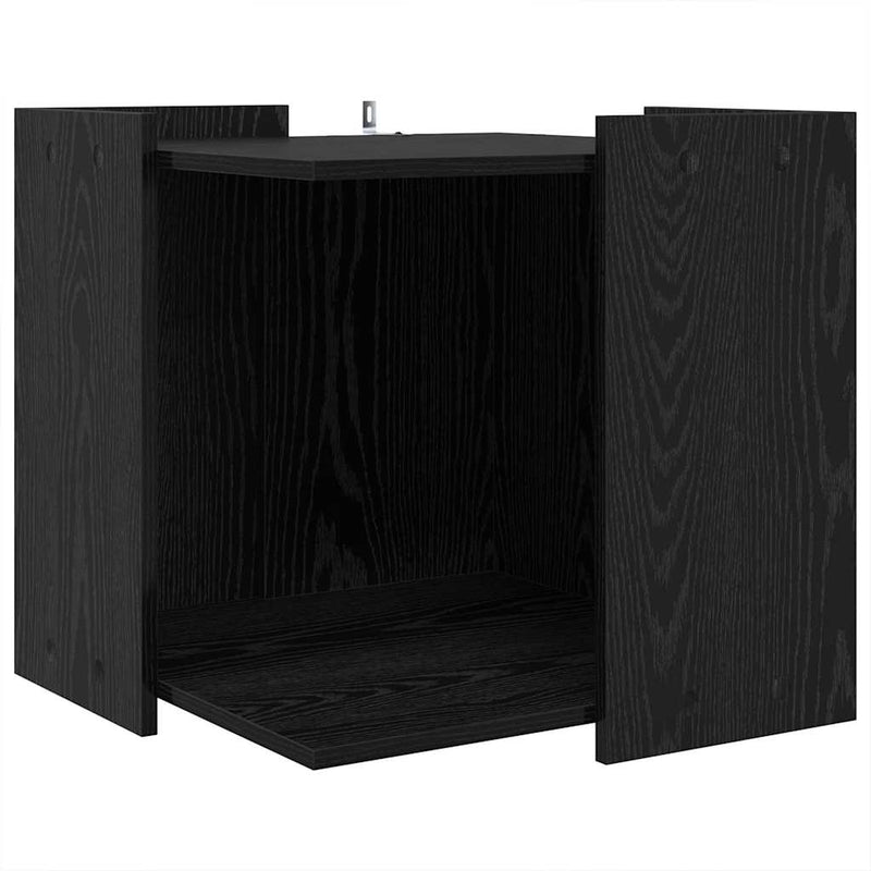Load image into Gallery viewer, Vidaxl kattenbak omheining zwart eiken 53 x 53 x 51 cm bewerkt hout
