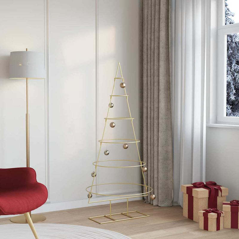 Load image into Gallery viewer, Vidaxl metalen kerstboom met standaard goud 148 cm poedergecoat staal
