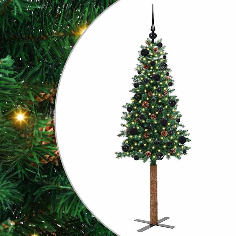 Load image into Gallery viewer, Vidaxl slanke kerstboom groen 150 cm pvc en massief dennenhout
