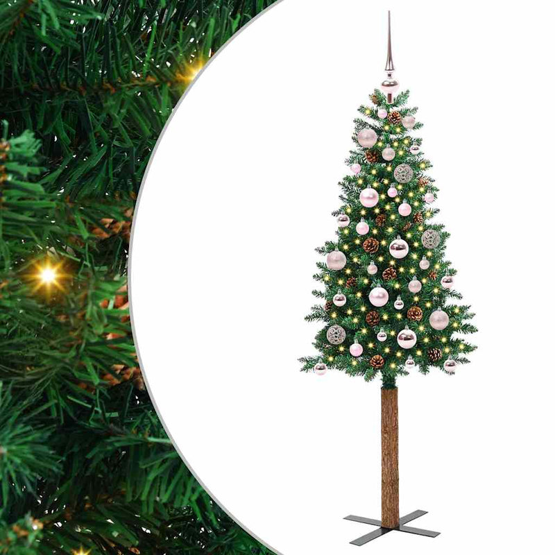 Load image into Gallery viewer, Vidaxl slanke kerstboom groen 150 cm pvc en massief dennenhout
