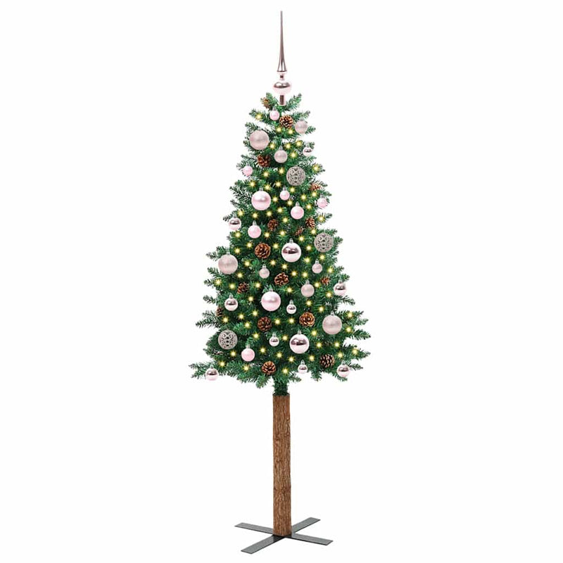 Load image into Gallery viewer, Vidaxl slanke kerstboom groen 150 cm pvc en massief dennenhout

