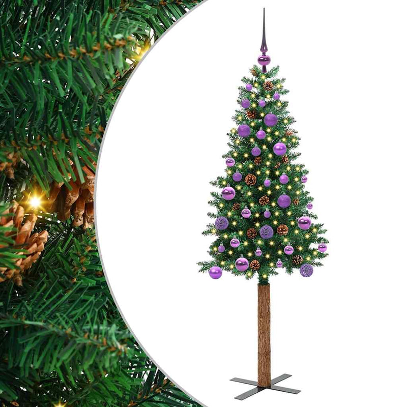 Load image into Gallery viewer, Vidaxl slanke kerstboom groen 150 cm pvc en massief dennenhout
