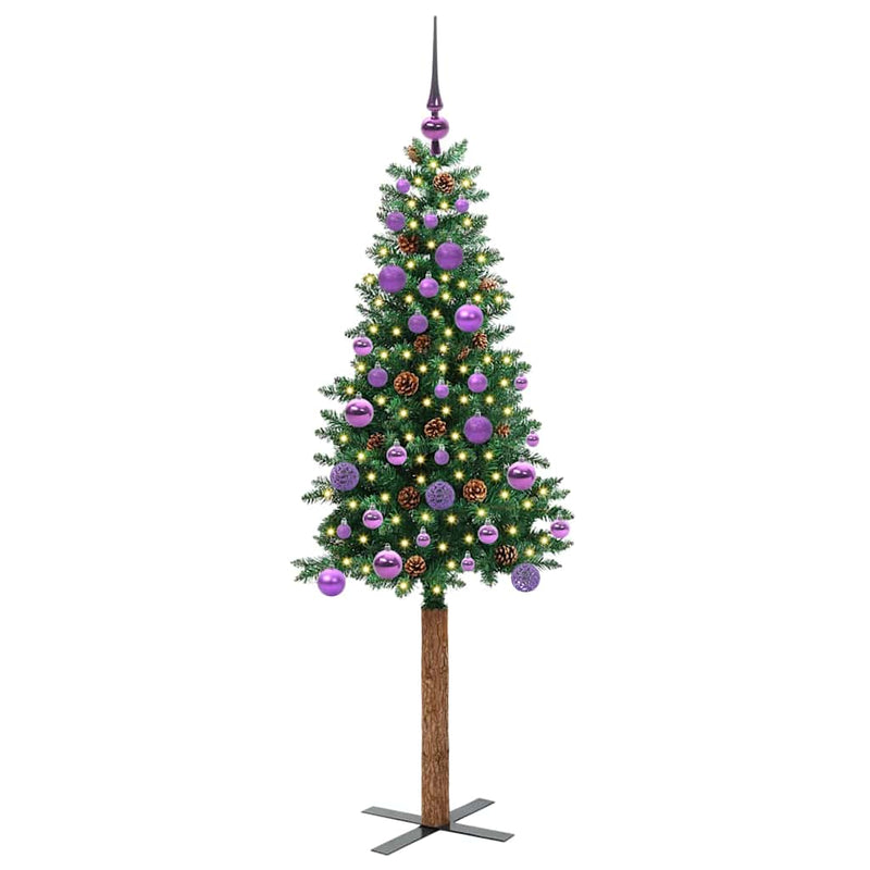 Load image into Gallery viewer, Vidaxl slanke kerstboom groen 150 cm pvc en massief dennenhout
